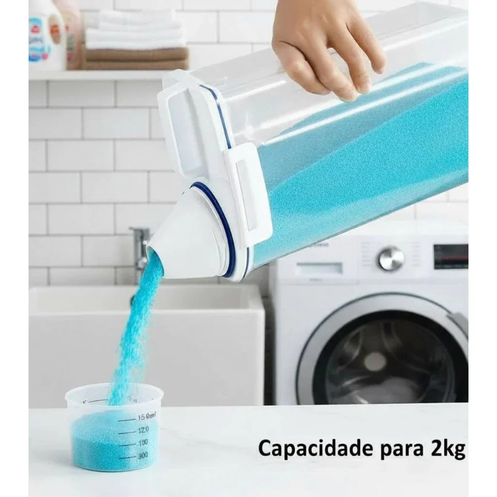 Dispenser Organizador de Lavanderia 2,5L com Copo Medidor | Pote Hermético