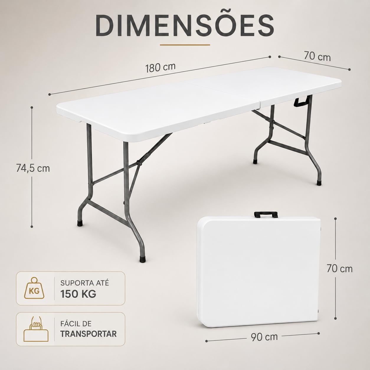 Mesa Dobrável Portátil com Alça para Transporte