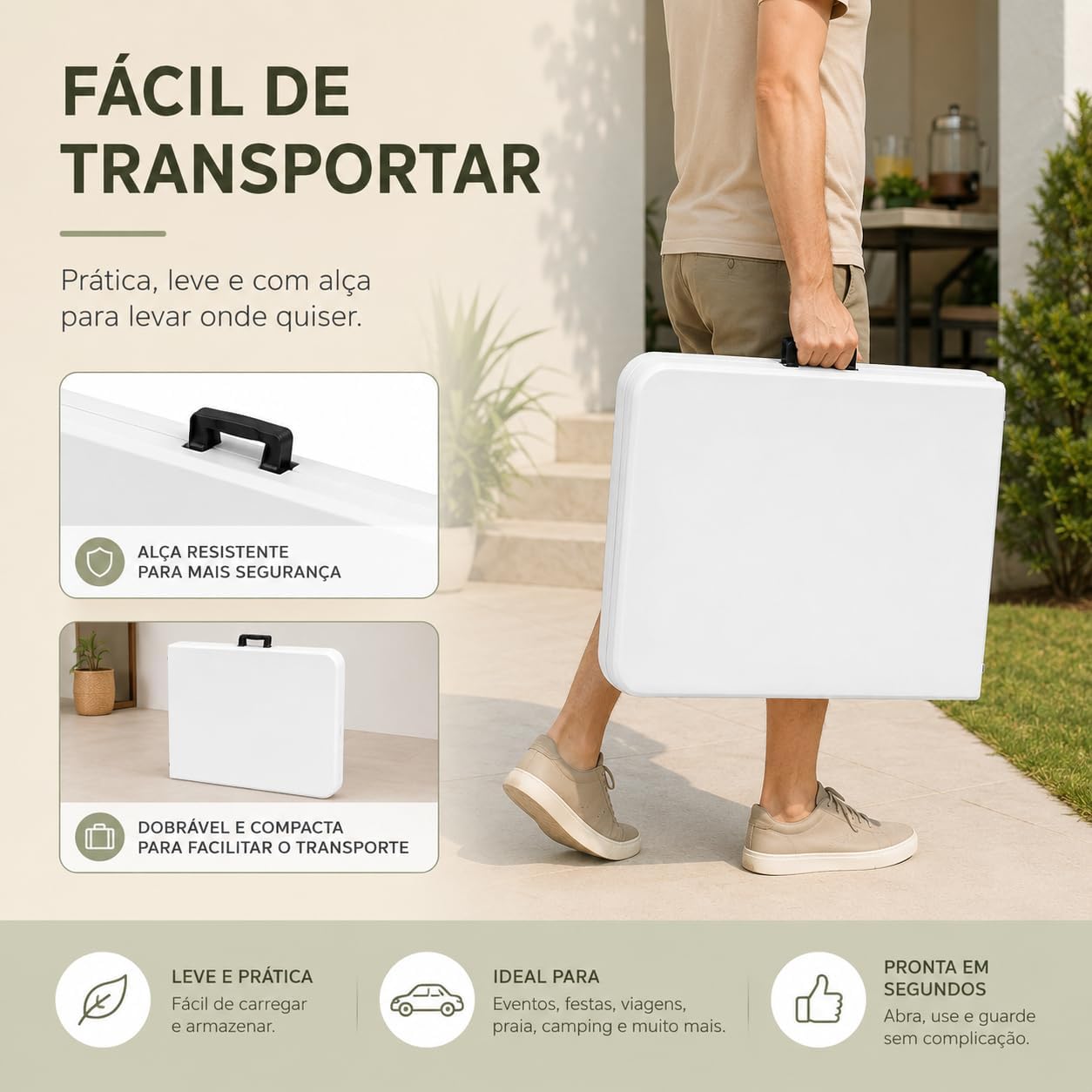Mesa Dobrável Portátil com Alça para Transporte