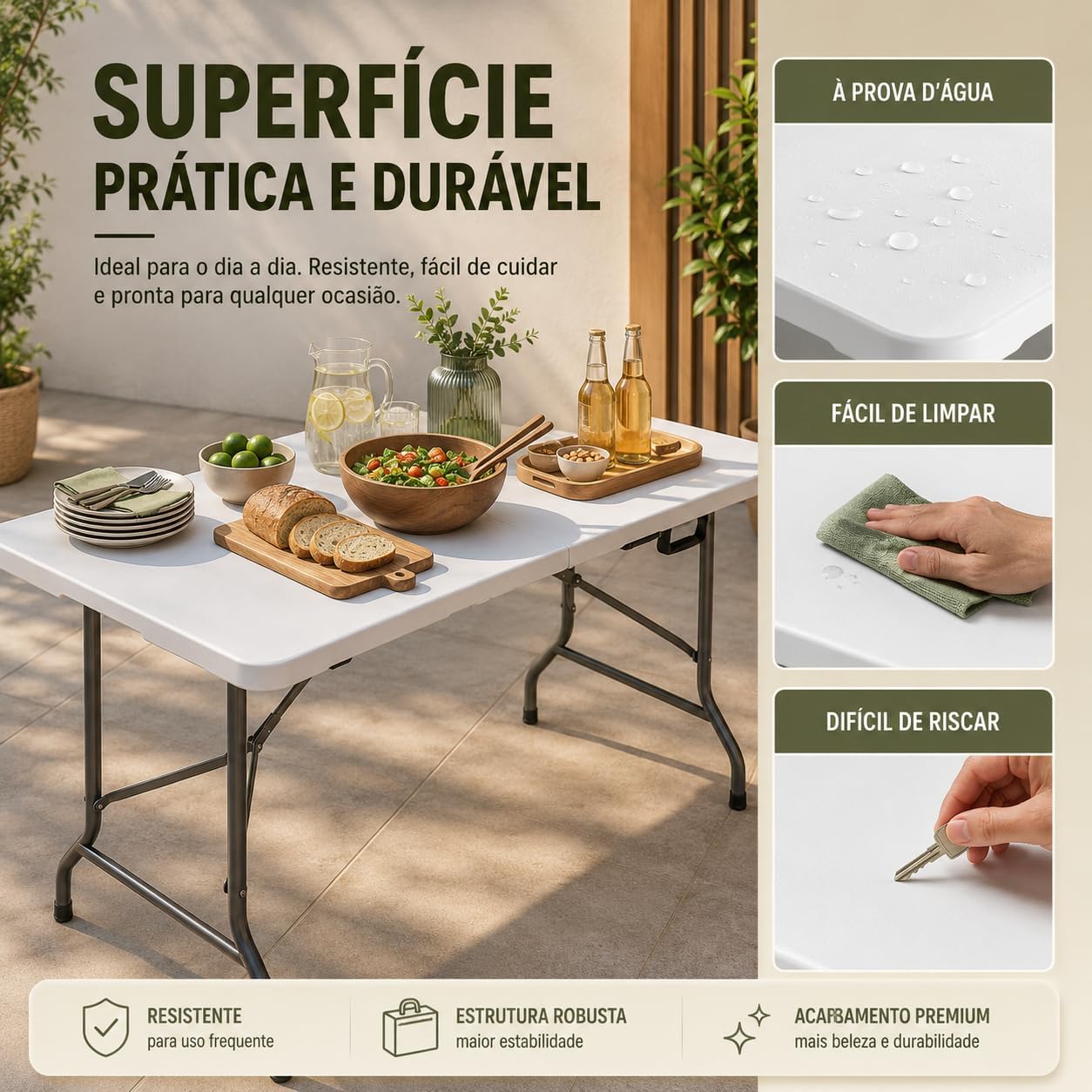Mesa Dobrável Portátil com Alça para Transporte