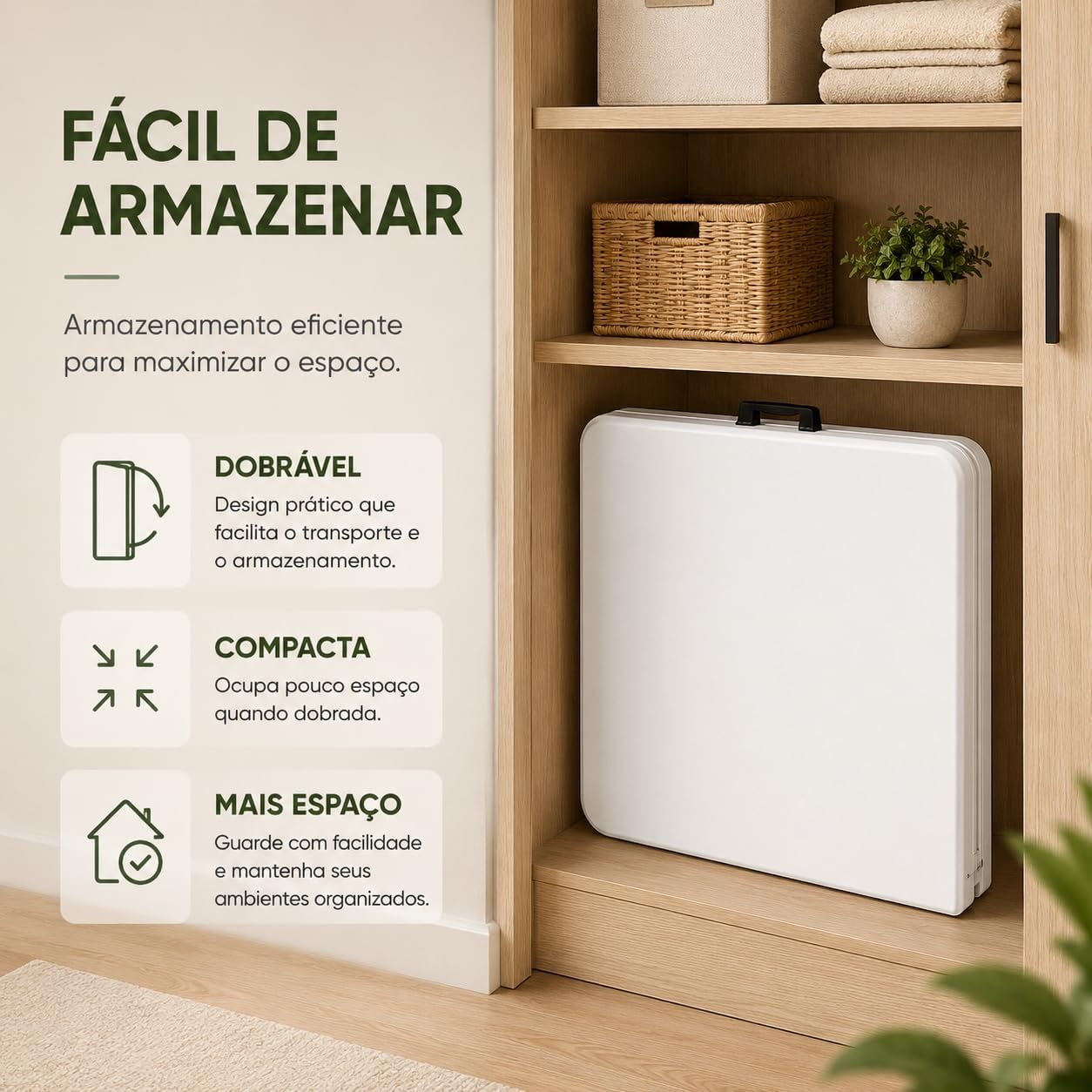 Mesa Dobrável Portátil com Alça para Transporte