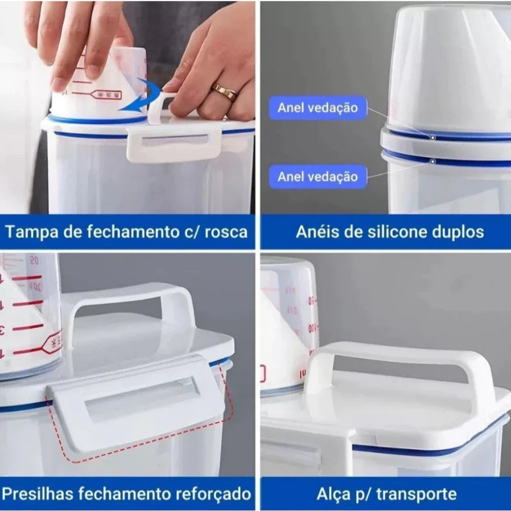 Dispenser Organizador de Lavanderia 2,5L com Copo Medidor | Pote Hermético